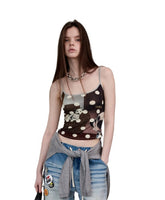 Polka Dot Cat Dog Color-Blocking Camisole - CHINASQUAD