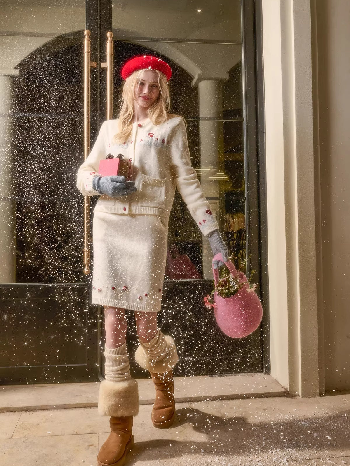 Wool-Blend Embroidered Knit Set