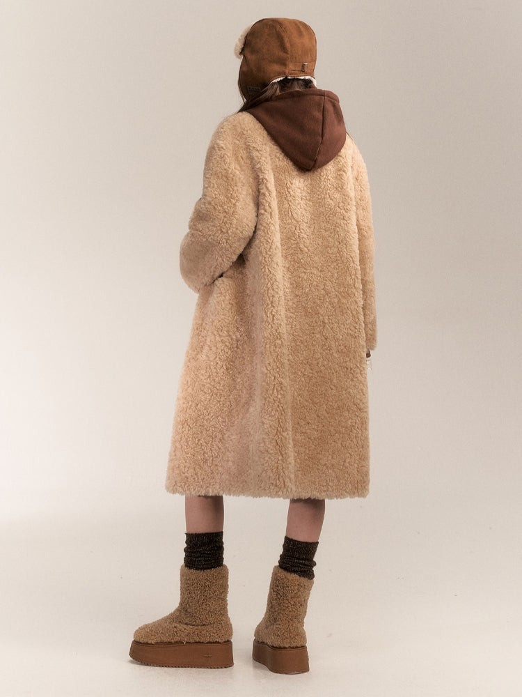 Single-Breasted Fleece-Lined Wool Coat