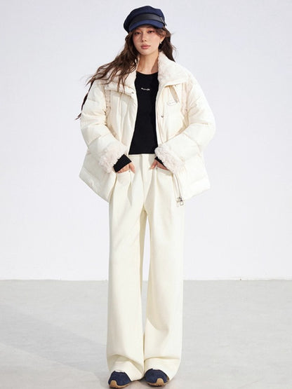 Two-Tone Layered Ribbed Knit Crewneck