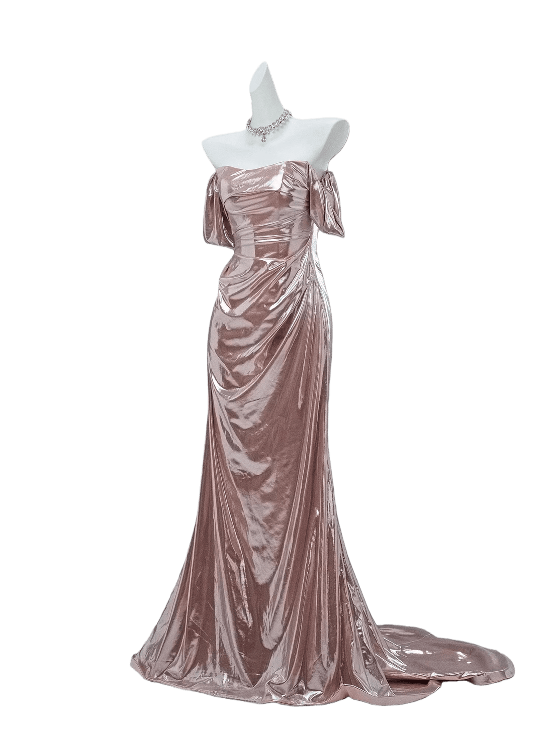 Rosé Party Sheen Draped Couture Gown