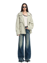 Draped Shoulder Oversize Trench Coat - CHINASQUAD