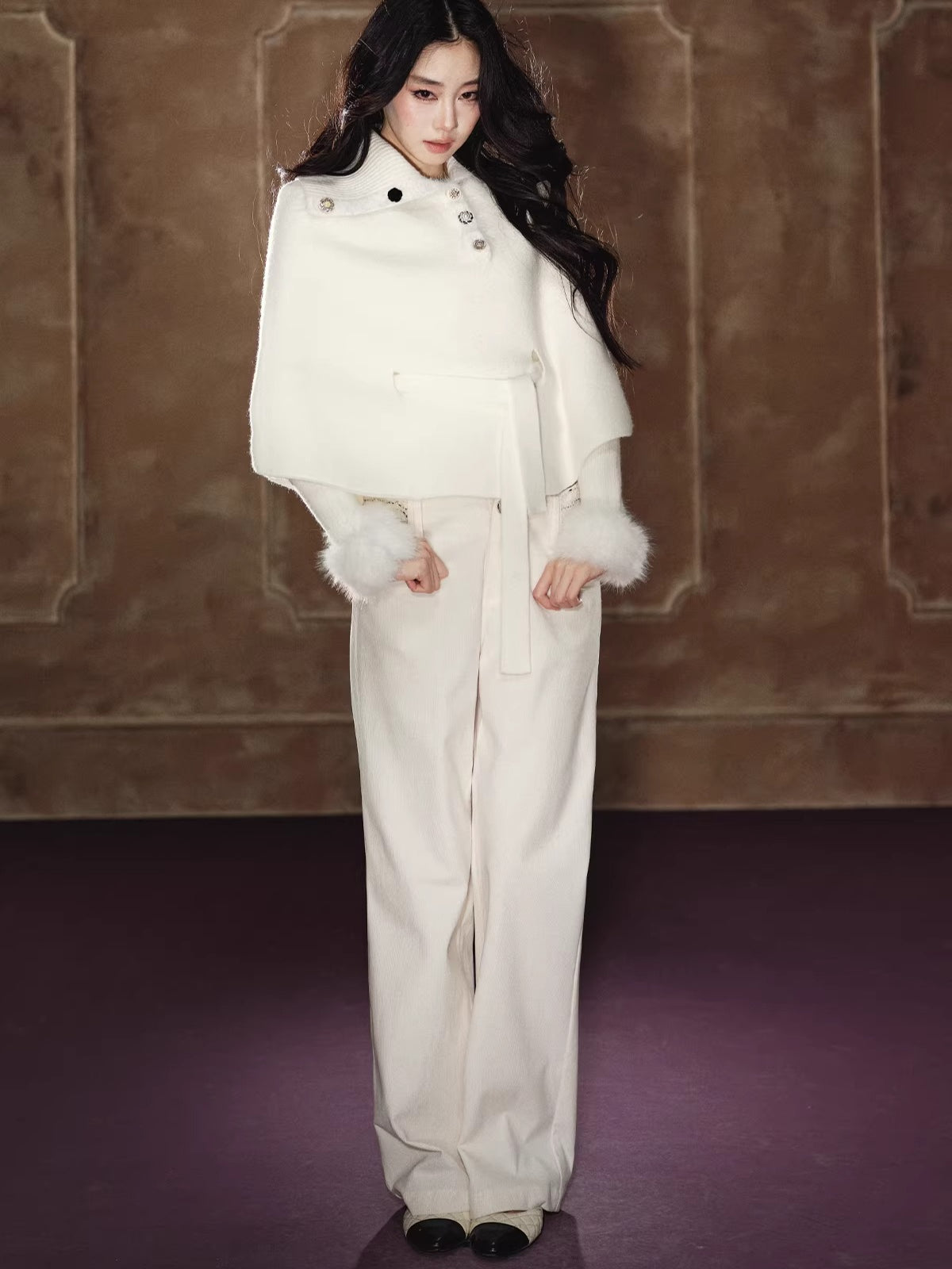 Stud-Detail Straight-Leg Flared Wide Pants