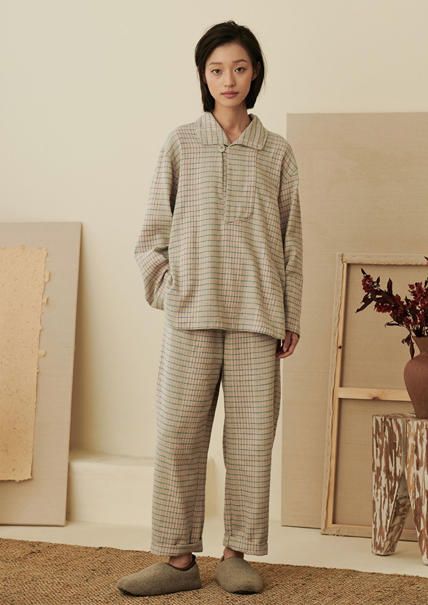 Soft Plaid Comfortable Cotton Pajamas