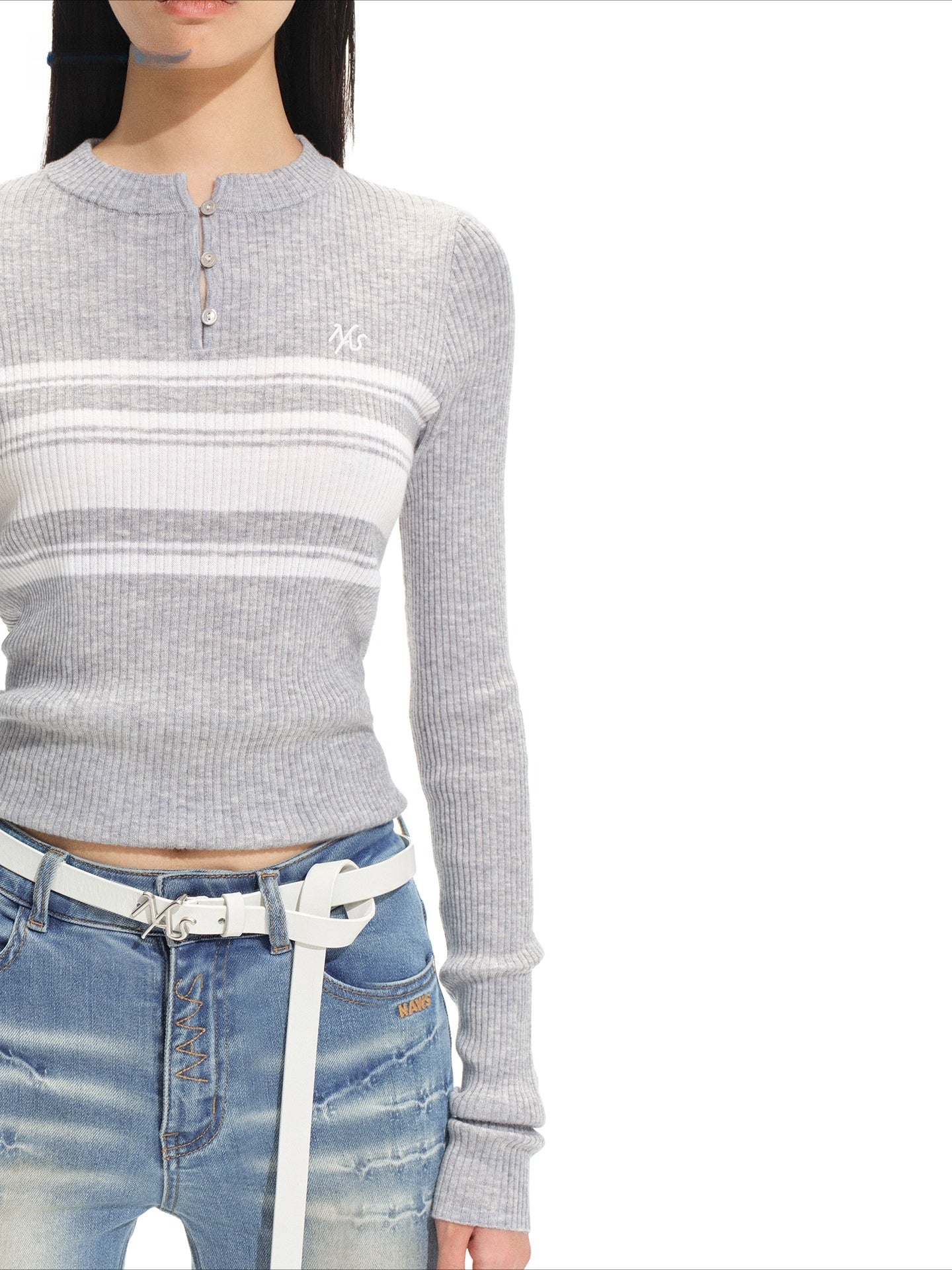 Marina Bay Striped Wool Knit Crewneck