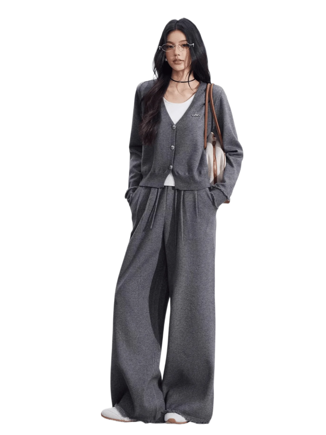 Mock-Layer Crop &amp; Wide-Leg Knit Set