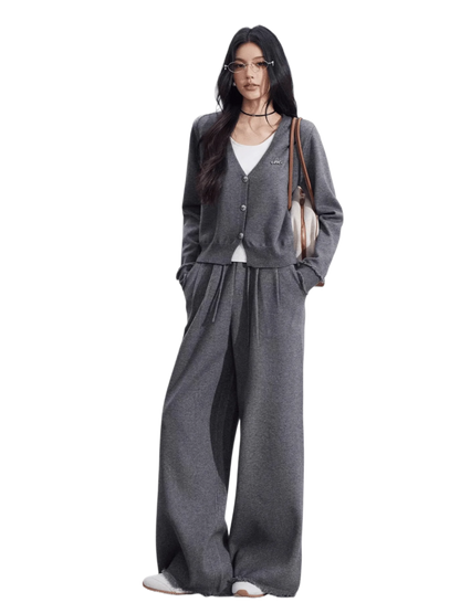 Mock-Layer Crop &amp; Wide-Leg Knit Set
