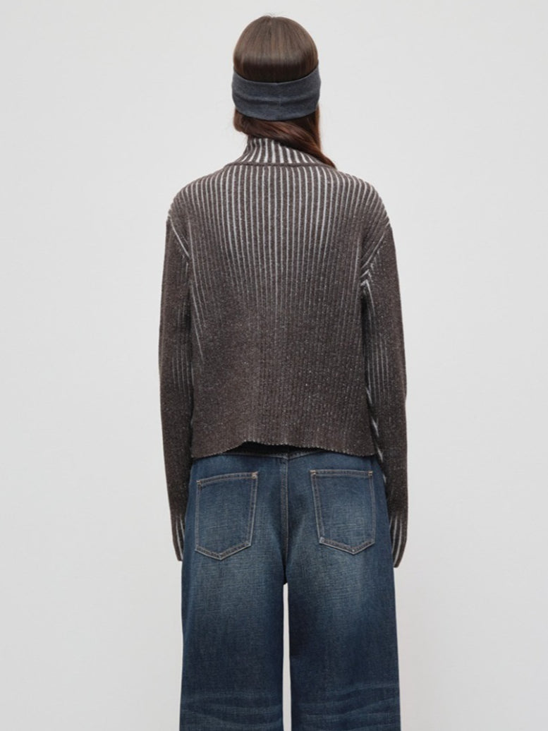 Retro Lyocell Wool Mandarin Collar Knit Cardigan