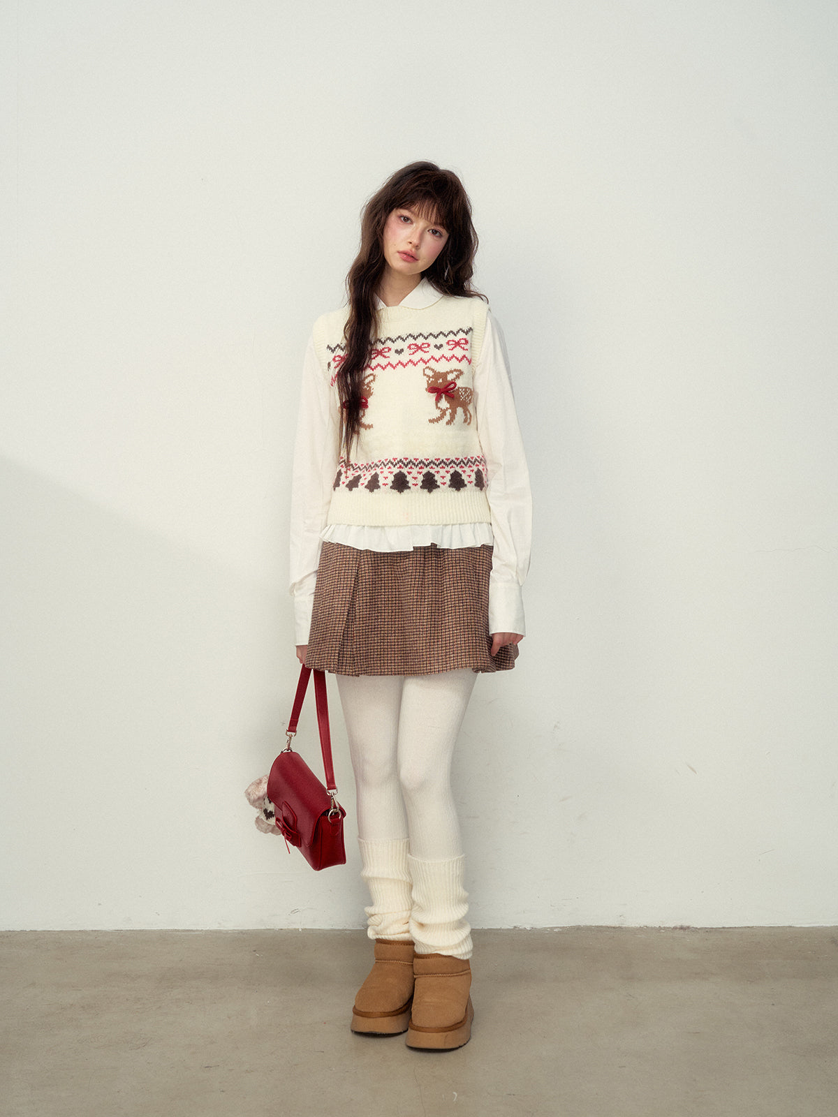 Fair Isle Deer Knit Tank Top