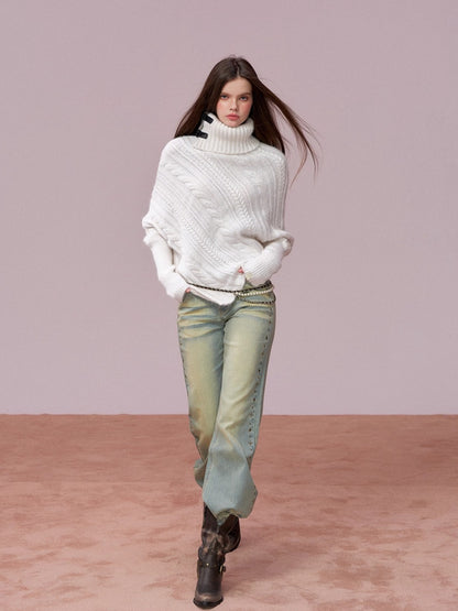 Straight-Leg Washed Denim Pants