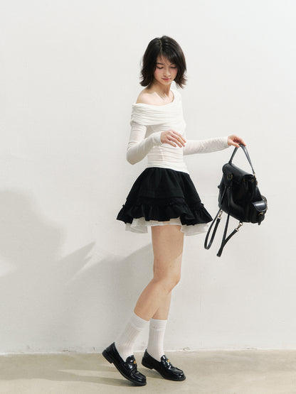 Black Retro Tiered Skirt