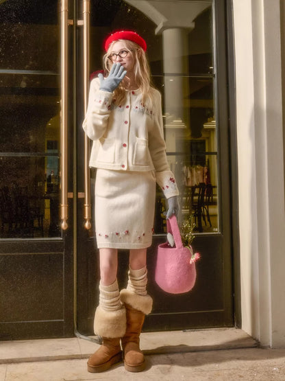 Wool-Blend Embroidered Knit Set