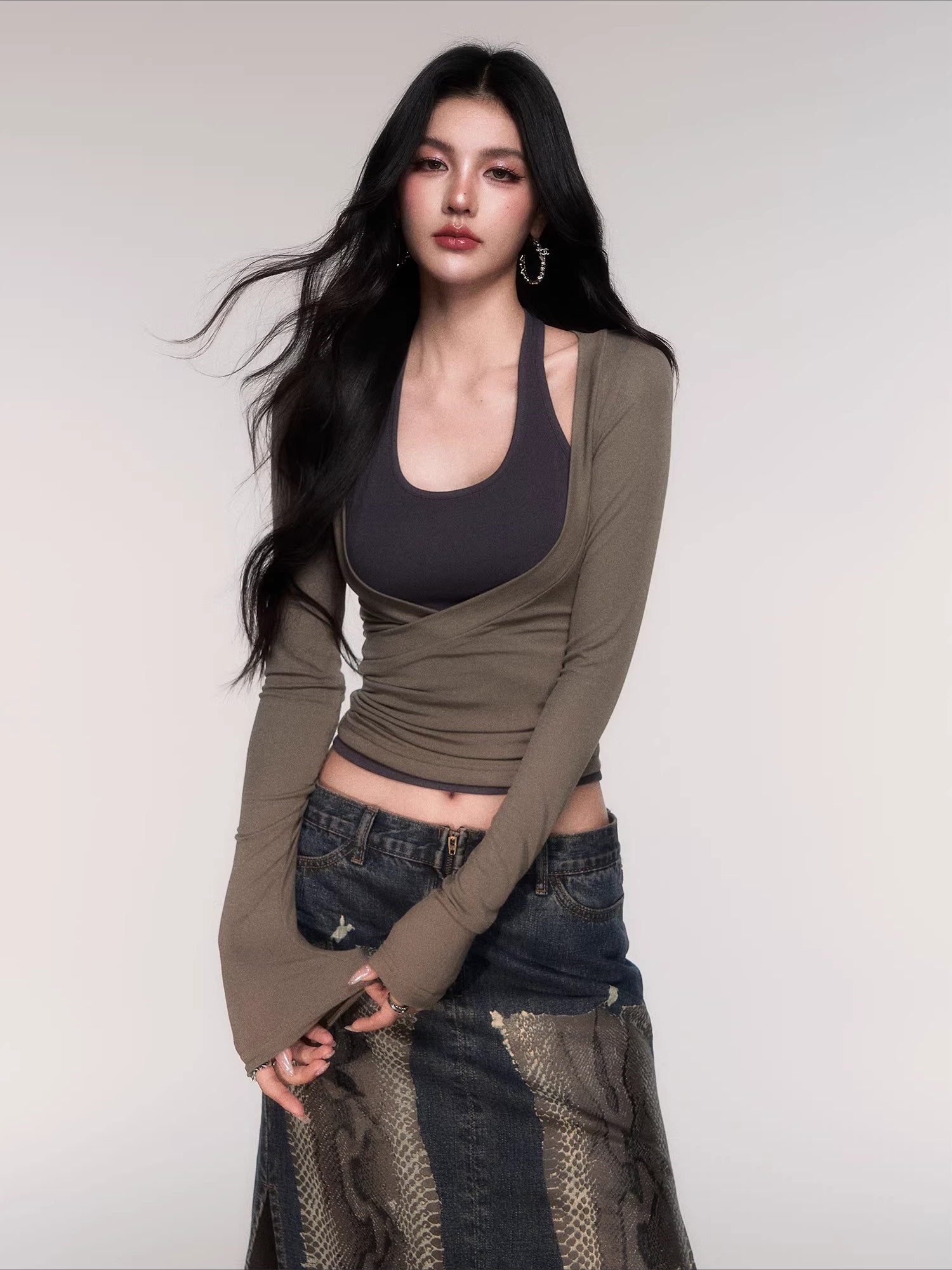 Layered Long-Sleeve Slim-Fit T-Shirt Set