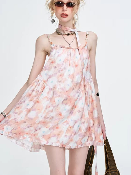 Pink Floral A-Line Camisole Dress