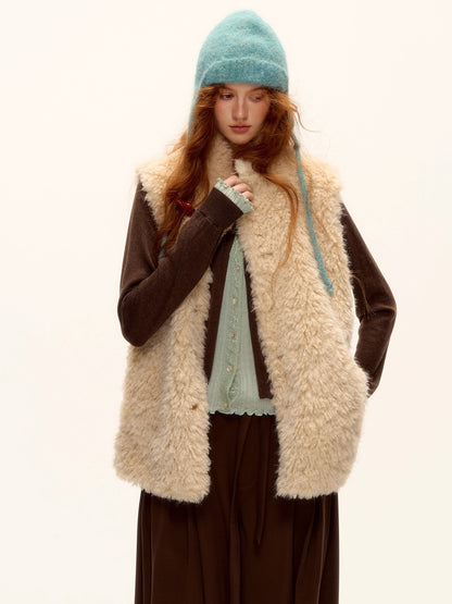 Reversible Plaid Fleece Button-Up Vest