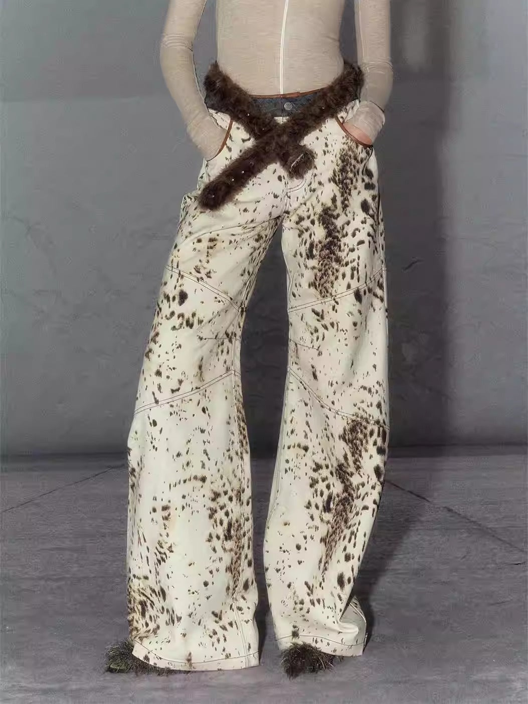 Retro Faux-Fur Waist Belt