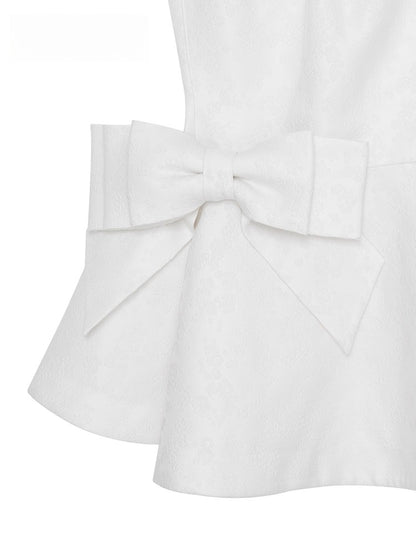 Bow-Detailed Satin-Blend Midi Slip Dress