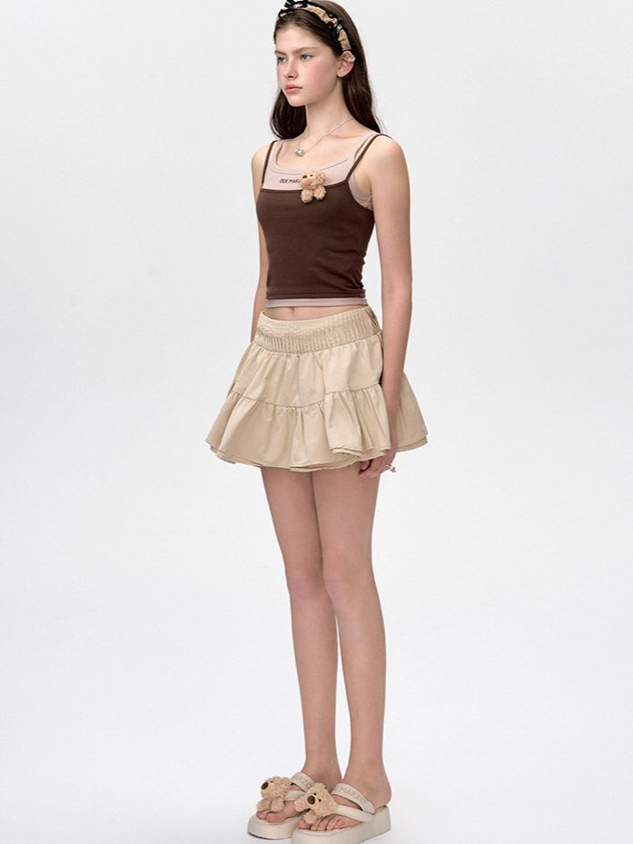 Layered-Effect Spliced Camisole Tank Vest