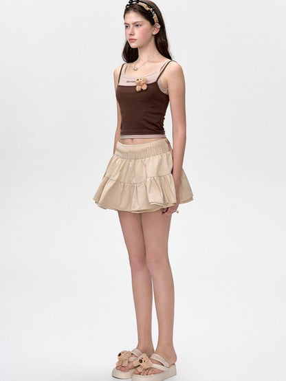 Layered-Effect Spliced Camisole Tank Vest