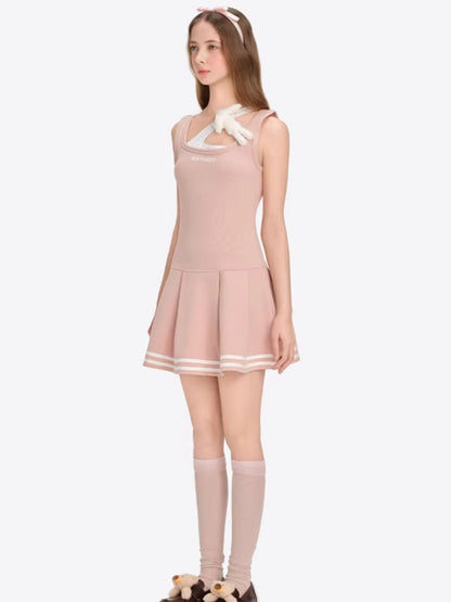 Cutout Pleated Cami Dress