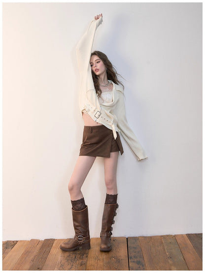 Irregular Heavy-Duty Side-Slit Skort - CHINASQUAD