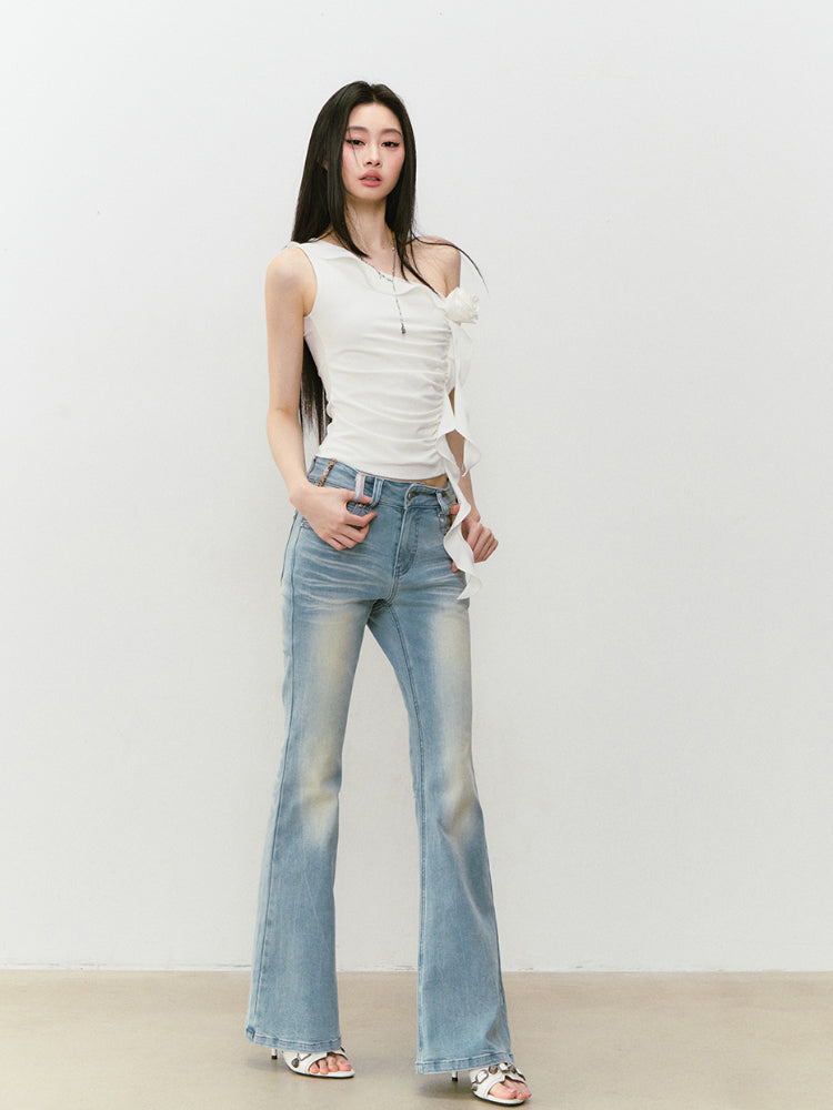 3D Floral Asymmetric Lyocell T-shirt