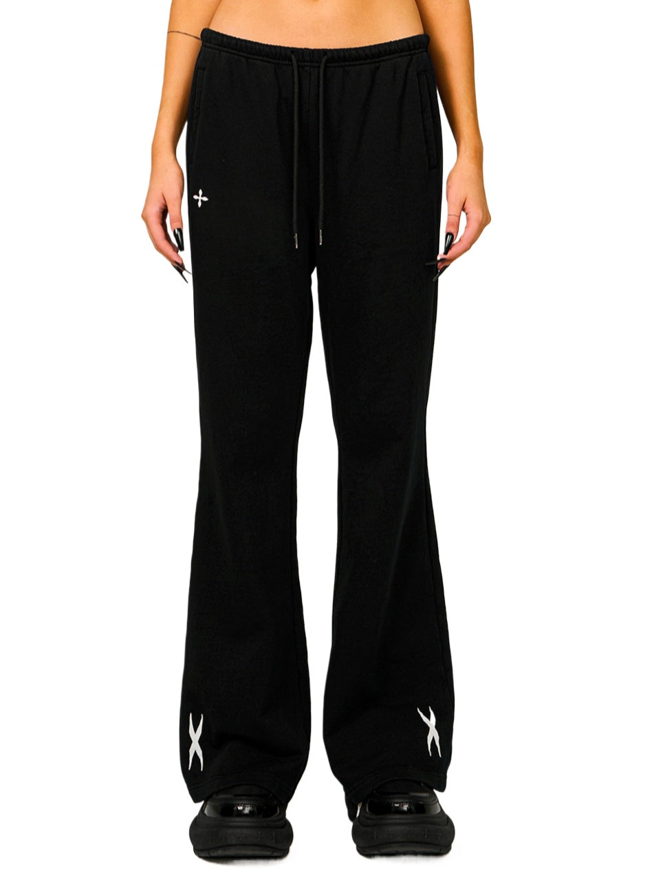 Black &amp; White Compass Flared Sweatpants