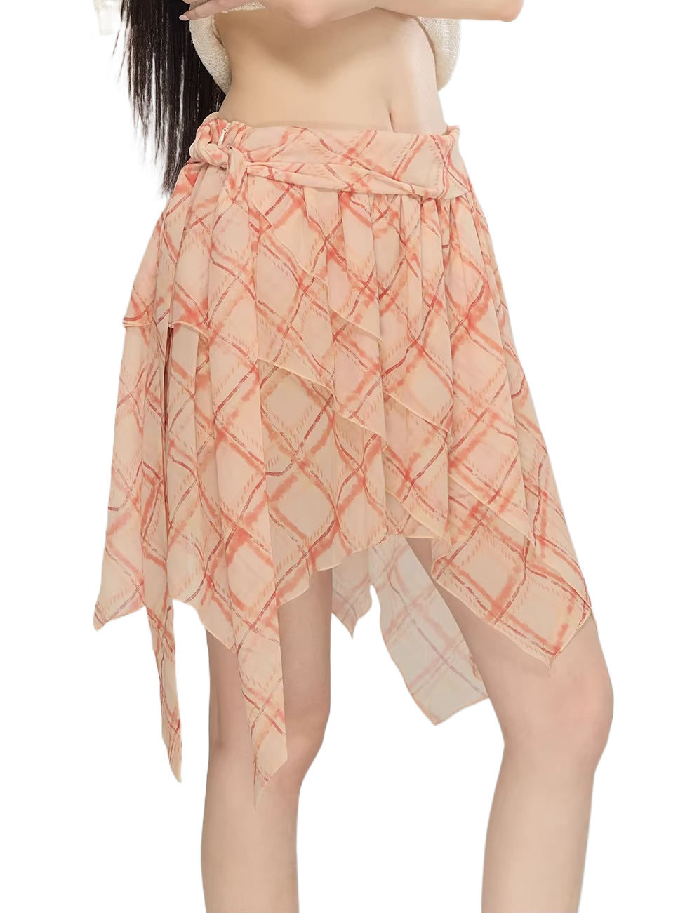 Asymmetric Printed Chiffon Mini Skirt