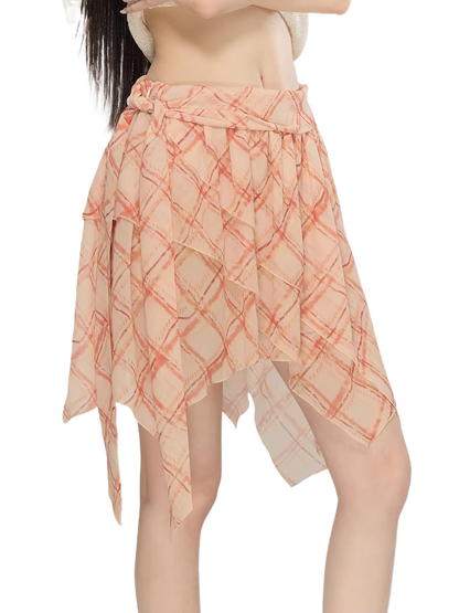 Asymmetric Printed Chiffon Mini Skirt