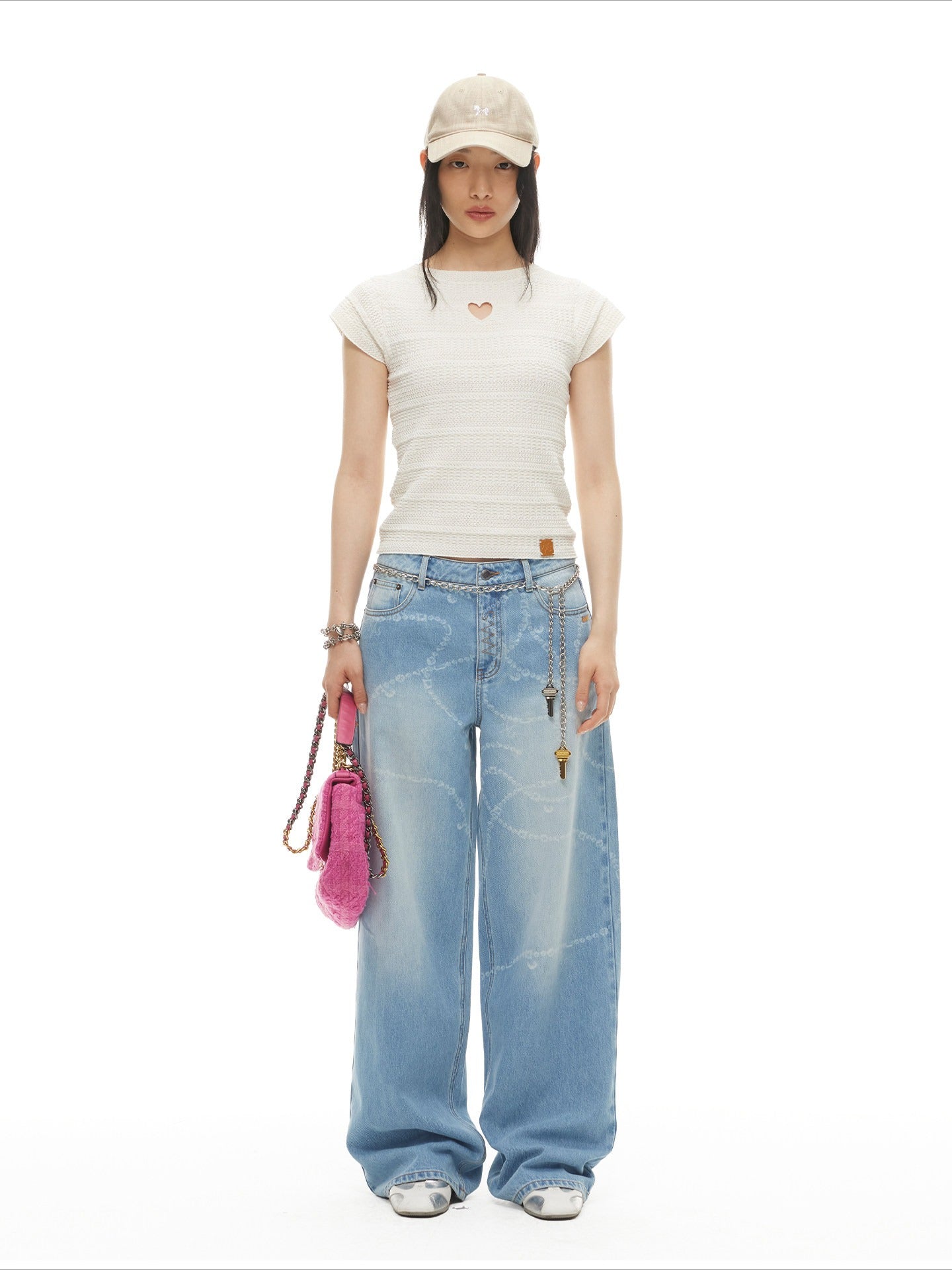 Beverly Washed Wide-Leg Denim Trousers