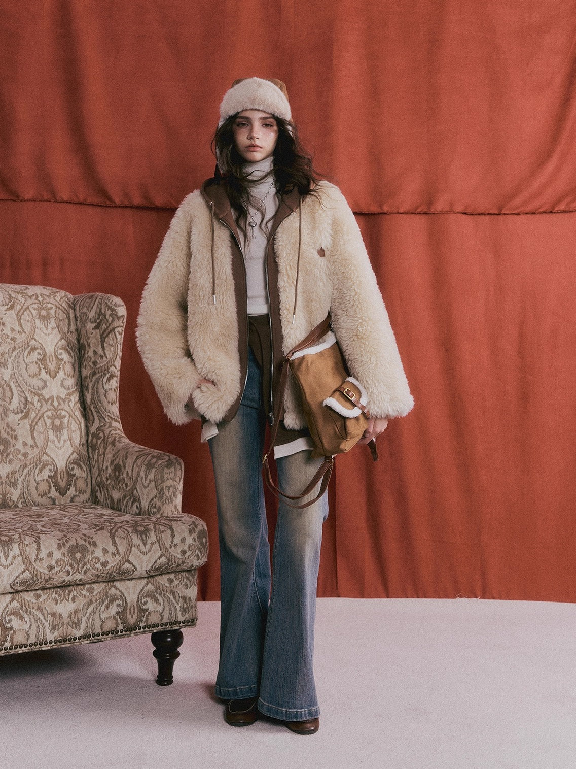 Faux Shearling Patchwork Oversized Jacket