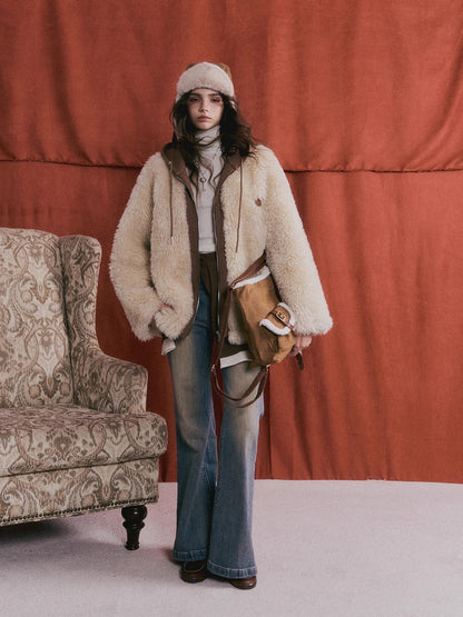 Faux Shearling Patchwork Oversized Jacket