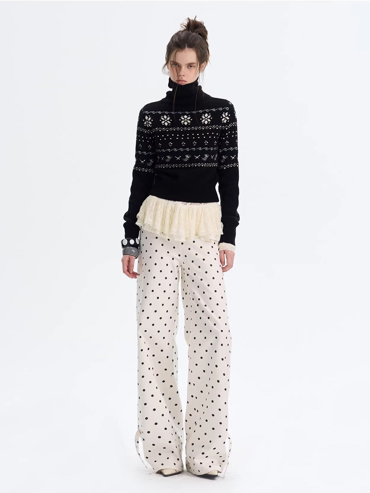 Fair Isle Wool Turtleneck Knit Sweater