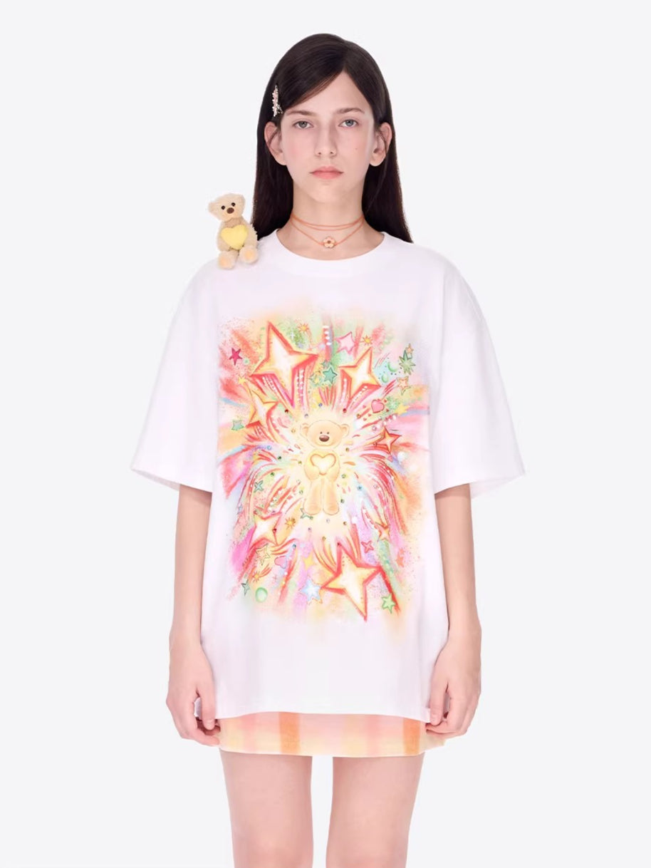 Luminous Heart Graphic Oversized T-Shirt