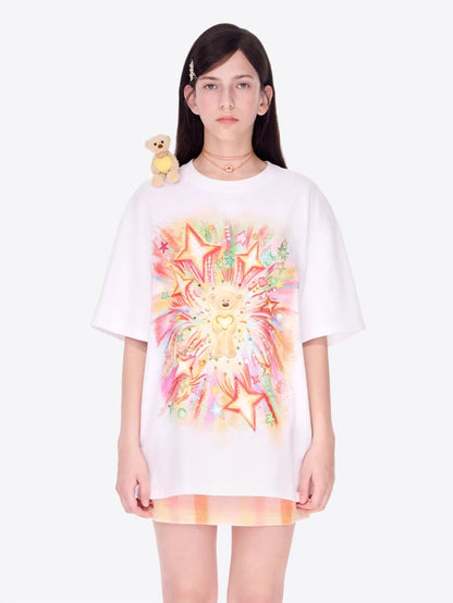 Luminous Heart Graphic Oversized T-Shirt
