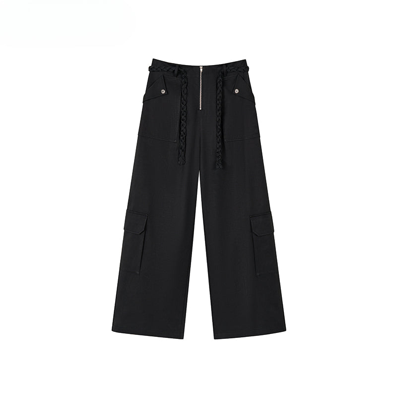 Loose-fitting Straight-leg Pants with Large Pockets