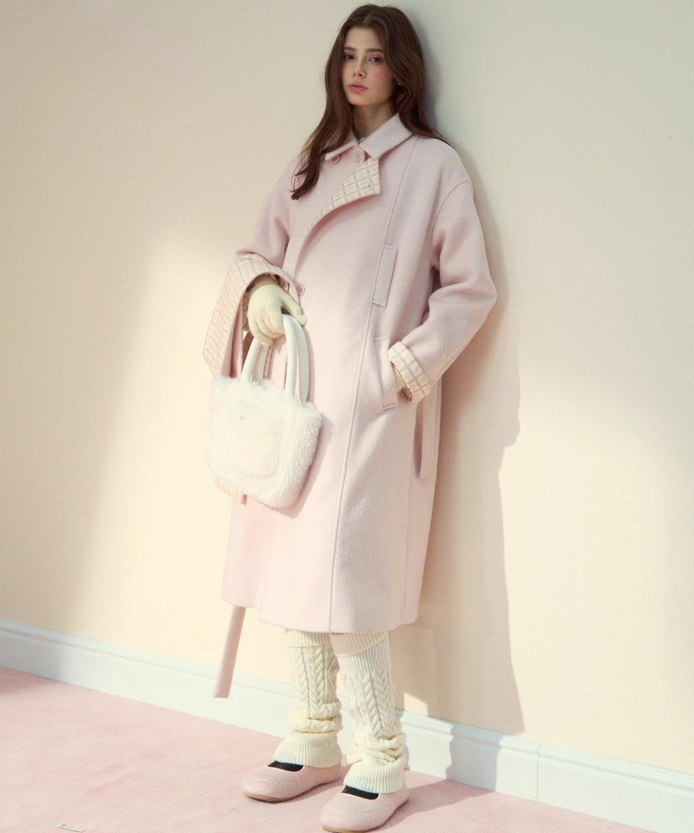 Berlin Avenue Wool Check Scarf Coat