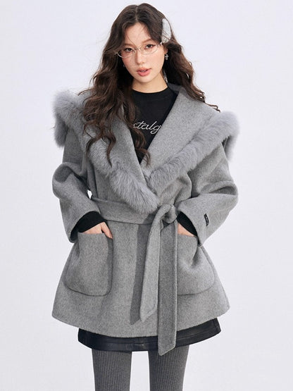Oversized Wool-Blend Wide-Collar Coat