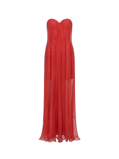 Thea Netting Skirt Lace Backless Dress - CHINASQUAD