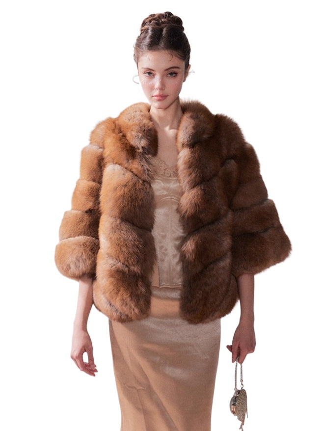 Gilded Amber Saga Fox Fur Short Coat