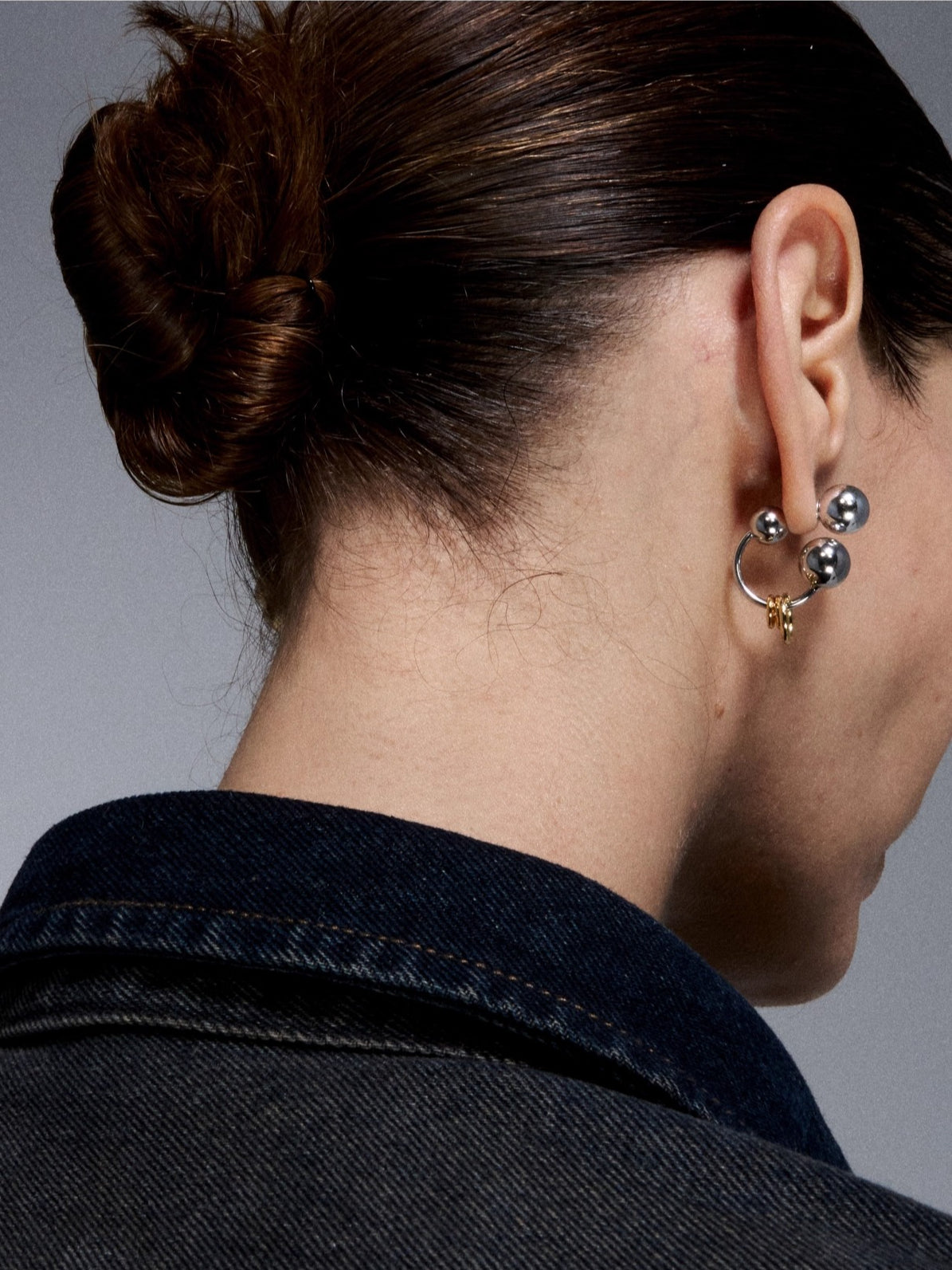 Reconstructed Dual-Tone Metallic Sphere Earrings