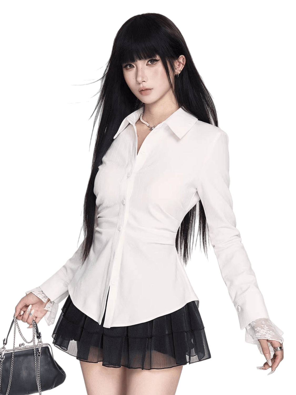 Japanese Striped Waist-Cinching Shirt