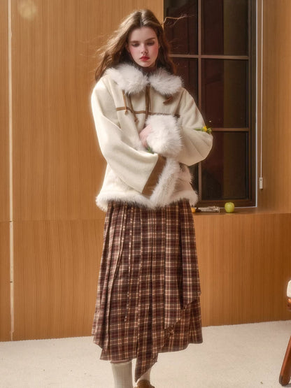 Wool-Blend Shearling-Style Oversized Jacket