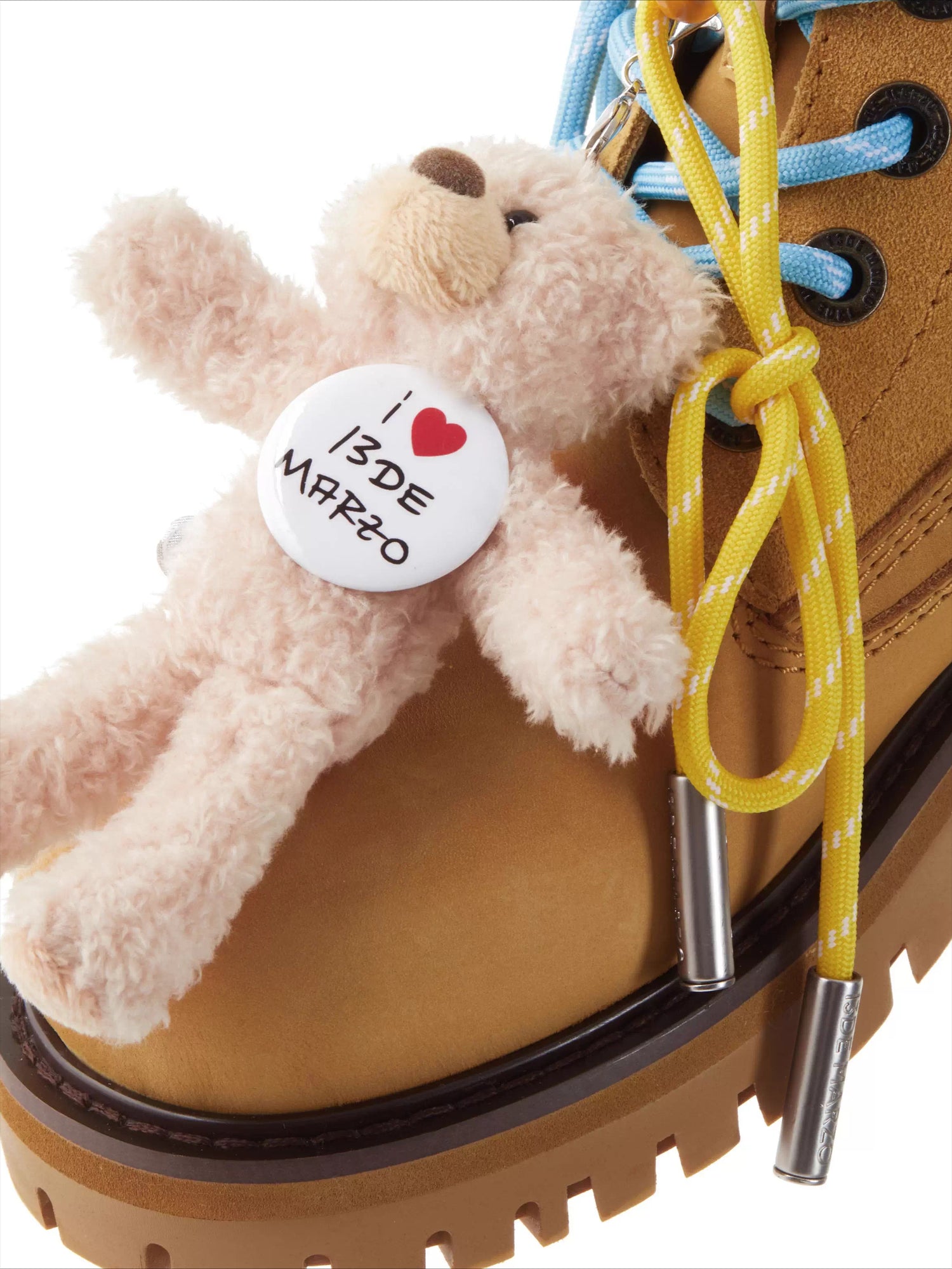 Charm-Embellished Platform Combat Boots