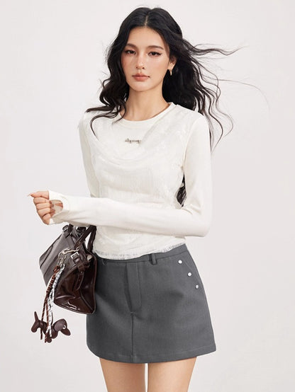 Lace Panel Layered Blouse