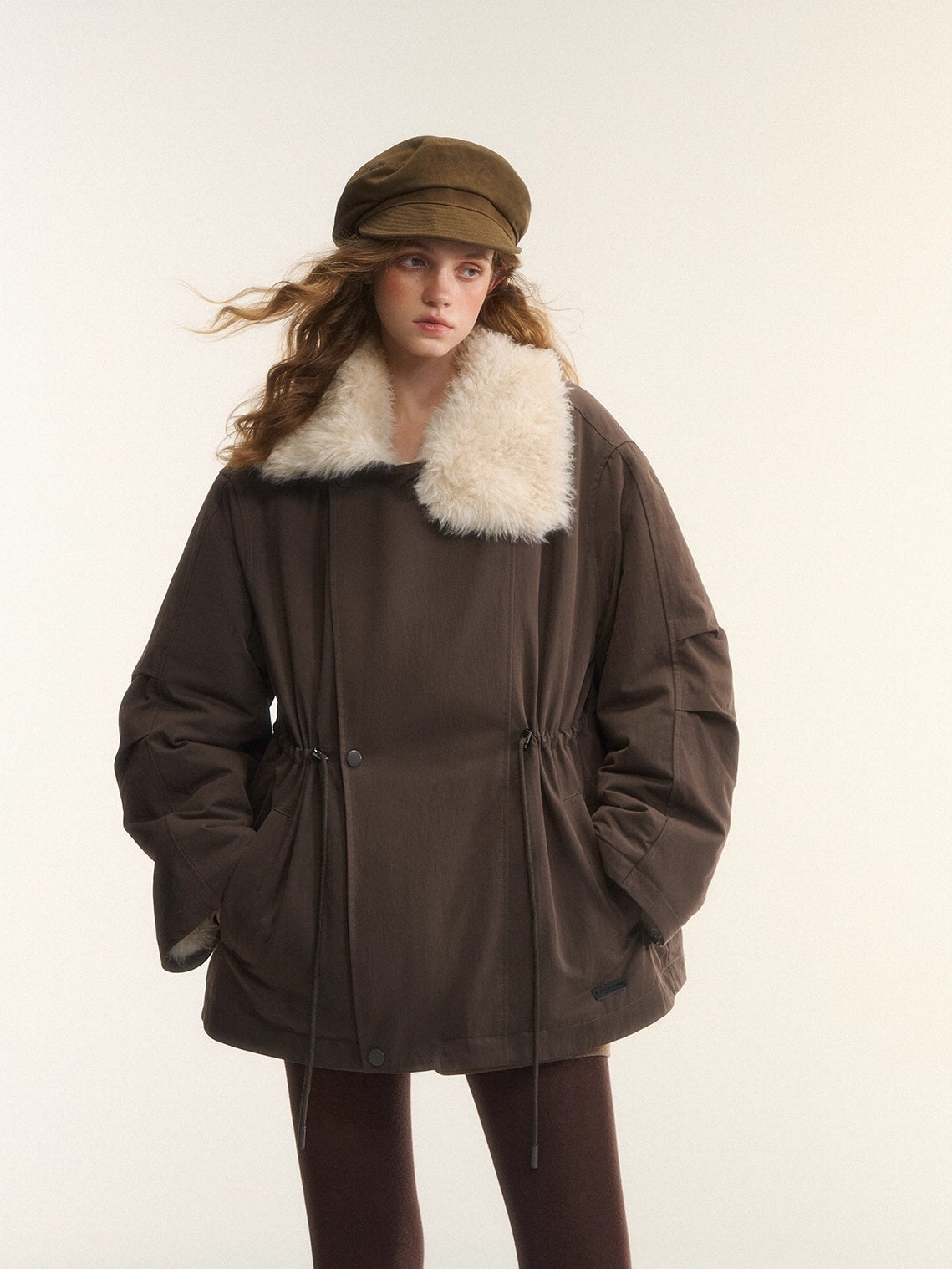 Faux-Fur Oversized Collar Jacket