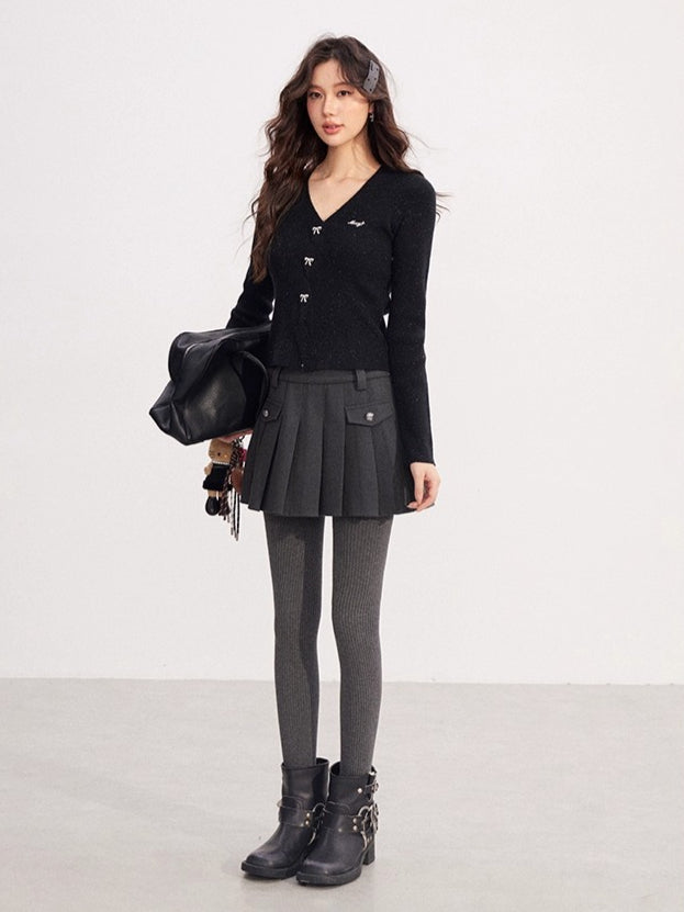 Shimmer Soft-Touch Knit V-Neck