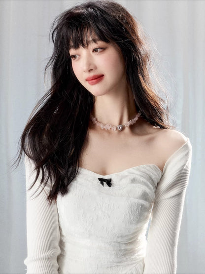 White Lace Corset Tube Top