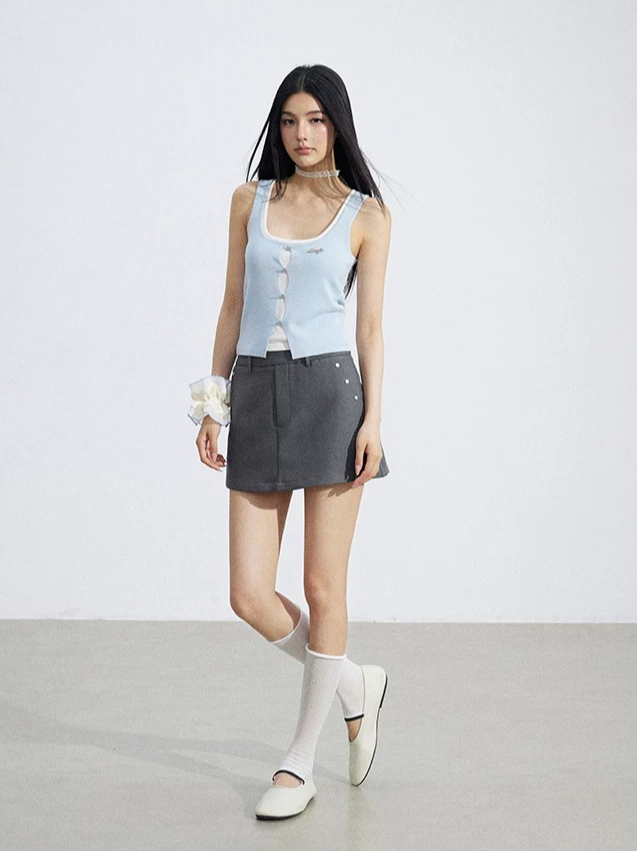 Layered Illusion Knit U-Neck Tank Top