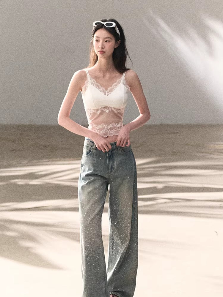 French Satin Lace Backless Camisole